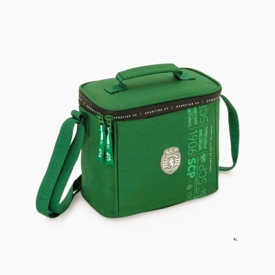 Bolsa térmica verde com alça e fecho de correr