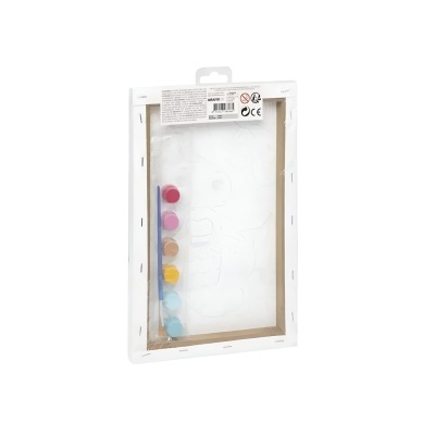 Conjunto para pintura com tela branca e seis tubos de tinta colorida