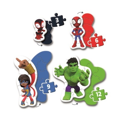 Puzzles infantis de super-heróis com peças numeradas