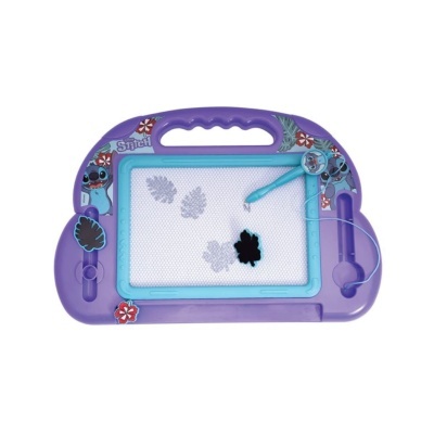 Lousa magnética infantil azul e lilás com caneta e carimbos