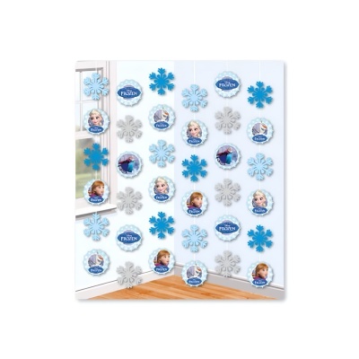 Autocolantes de parede Frozen com flocos de neve e personagens em azul e branco