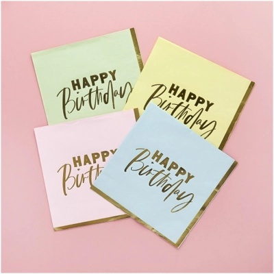 Cartões de aniversário coloridos com texto dourado HAPPY Birthday