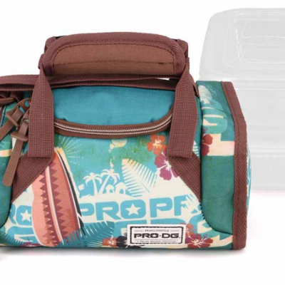 Bolsa térmica colorida com caixas transparentes