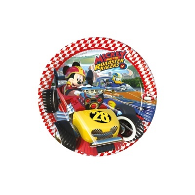 Prato redondo para festa infantil com tema Mickey and the Roadster Racers