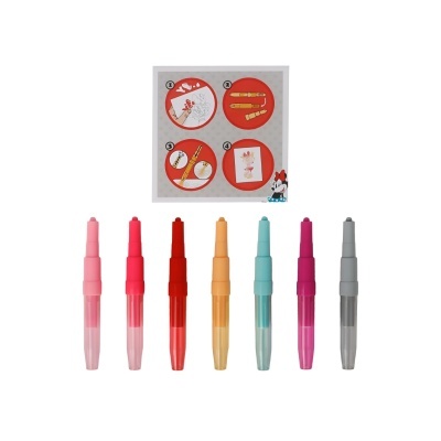 Conjunto de 7 canetas coloridas com cartão instrutivo