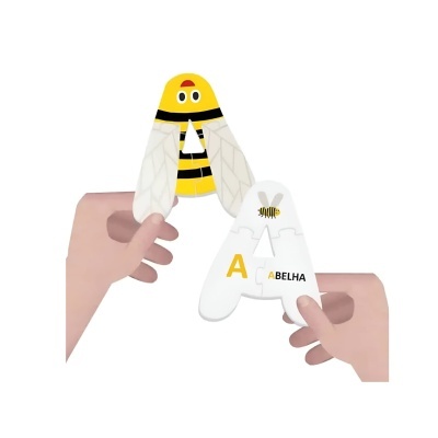 Cartas didáticas de abelha com texto e desenho em fundo branco