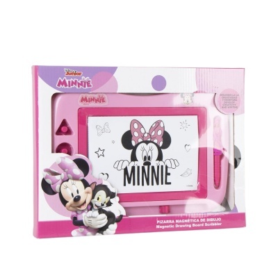 Tabuleiro de desenho magnético cor-de-rosa com tema Minnie da Disney Junior