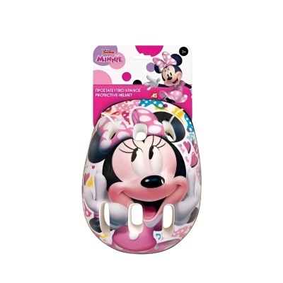 capacete infantil decorado com Minnie rosa e branco