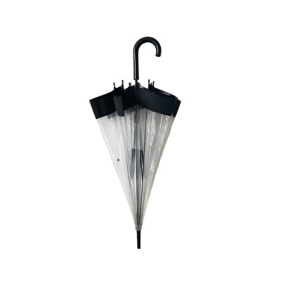 Guarda-chuva fechado transparente com bordo e cabo pretos