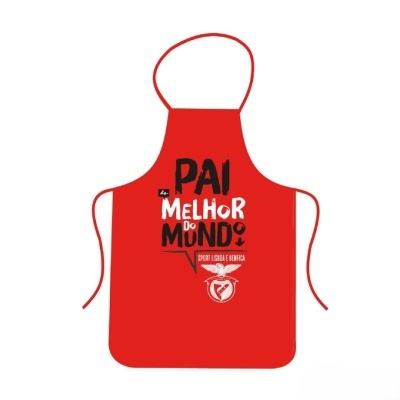 Avental vermelho com texto e emblema do SPORT LISBOA E BENFICA