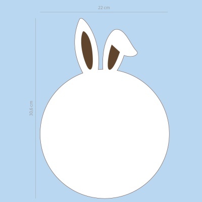 Desenho de círculo branco com orelhas de coelho sobre fundo azul