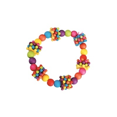 Pulseira colorida com bolinhas lisas e texturizadas