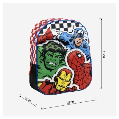 mochila pequena Marvel com heróis coloridos