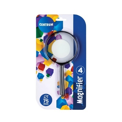 Lupa de bolso centímetros com lente de 75 mm em embalagem colorida
