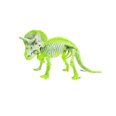 Figura de dinossauro Triceratops verde em fundo branco