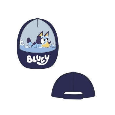 Boné azul com estampa da personagem Bluey e ajuste traseiro em velcro