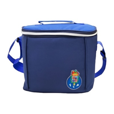 Bolsa térmica azul com emblema do FCP e alça ajustável