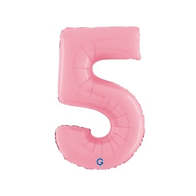 Balão número 5 cor de rosa em material metálico
