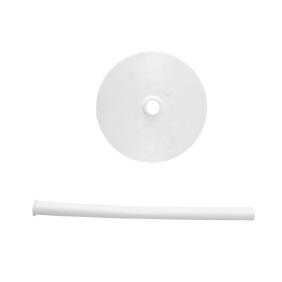 Base e suporte cilíndrico brancos em plástico sobre fundo branco