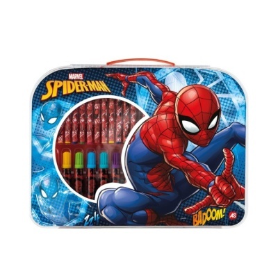 Estojo de material de desenho com desenhos do Homem-Aranha e marca Marvel Spider-Man