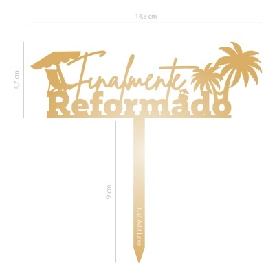 Sinal decorativo de jardim em madeira com texto Finalmente Reformado e espeto para fixação