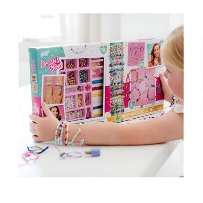 Conjunto criativo para fazer bijuterias em caixa colorida