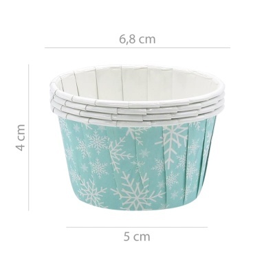 Formas para cupcakes de papel com padrão de flocos de neve azul e branco