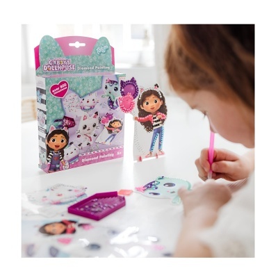Conjunto de pintura com diamantes Gabby's Dollhouse com personagens coloridos e pedra brilhante