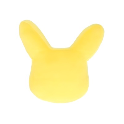 Almofada amarela em forma de cabeça com orelhas