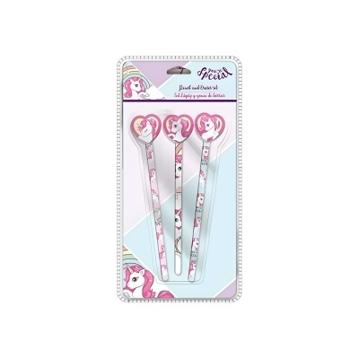 Conjunto de 3 limas de unhas com padrão de unicórnios rosa