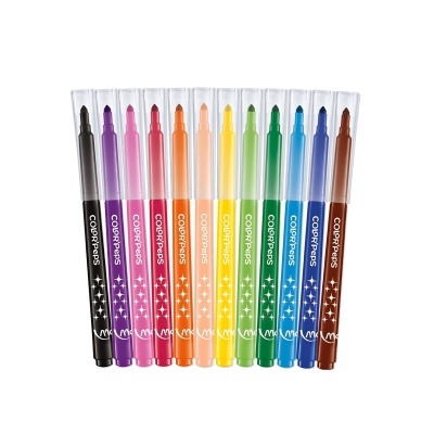 Conjunto de 12 marcadores COLOR'PEPS coloridos com tampas transparentes