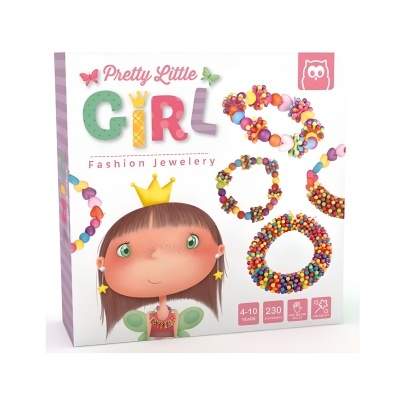 Kit de bijuteria infantil com pulseiras coloridas e caixa Pretty Little Girl