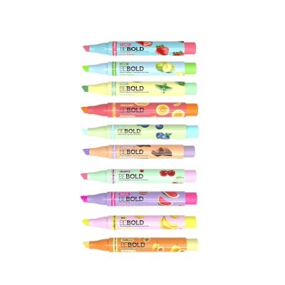 Conjunto de dez marcadores coloridos Stabilo BOSS BE BOLD com etiquetas de frutas