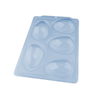 Forma de silicone azul clara com compartimentos em forma de ovo
