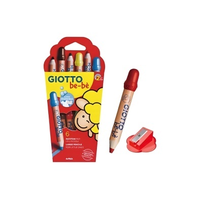Conjunto de 6 lápis de cera Giotto be-bè com afiador