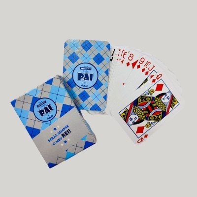 Baralho de cartas azul com texto especial para o meu pai