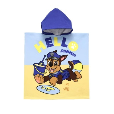 Poncho infantil com capuz e estampa de cão polícia colorido