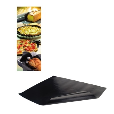 Tapete antiaderente preto com imagens de alimentos assados