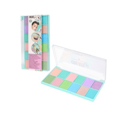 Paleta de sombras de olhos coloridas em embalagem plástica