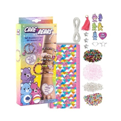 Conjunto DIY de pulseiras Care Bears com caixa, cordão, amuletos, contas e régua coloridos