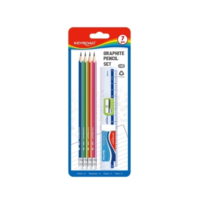 Conjunto de lápis de grafite Keyroad com 7 peças em embalagem colorida