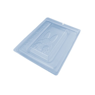 Forma transparente de plástico com relevo de coelho para moldar