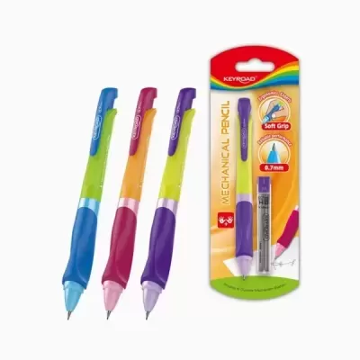 Lápis mecânicos coloridos e pacote de lápis mecânico roxo com minas 0.7mm Keyroad