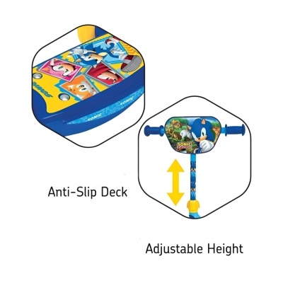 Detalhes do trotinete Sonic com base antiderrapante e altura ajustável