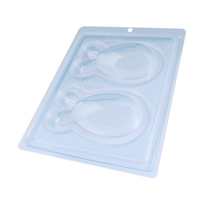 Molde de plástico transparente com duas cavidades em forma de pera