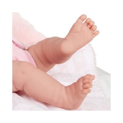 Pernas de boneco bebé em pele rosa claro com tecido rosa