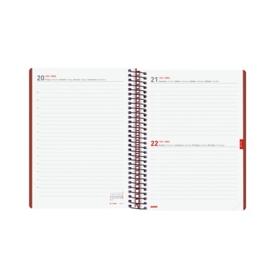 Agenda aberta com datas e linhas para anotações