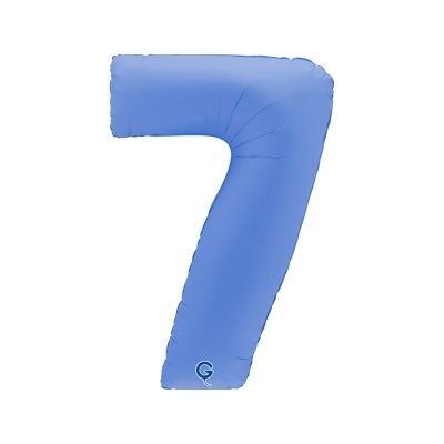 Balão azul em forma do número 7 de material plástico com logótipo G
