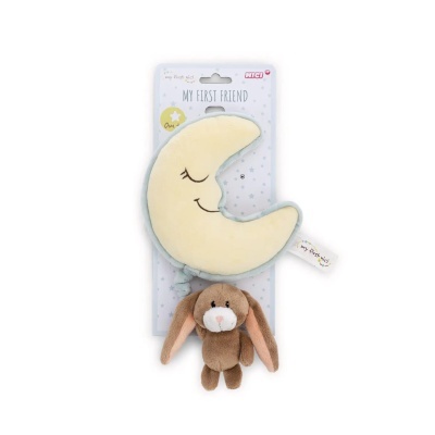 Brinquedo de peluche de lua e coelho com embalagem MY FIRST FRIEND.