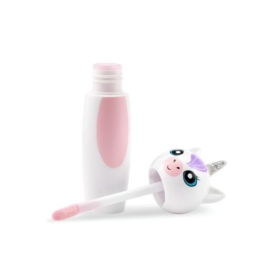 Frasco branco com tampa de unicórnio + aplicador rosa